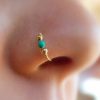 Zeshimb Zeshimb Turquoise Nose Rings Hoop Surgical Steel Septum Nostril Hoop Gold Turquoise Captive Bead Nose Ring Helix Cartilage Nose Ring Earrings Body Piercing Jewelry | Body Piercing Rings