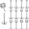 ZS Zs 12Pcs 16G Pushin Lip Rings, Stainless Steel Medusa Piercing Jewelry, 2Mm 3Mm 4Mm Cz Forward Helix Earring, Labret Monroe Piercing Jewelry For Women Men | Body Piercing Rings