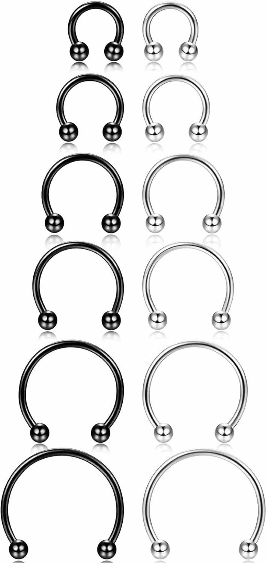 ORAZIO Orazio 12Pcs 14-16G Stainless Steel Nose Rings Septum Piercing Cartilage Horseshoe Earring Body Piercing 6Mm-16Mm | Body Piercing Rings