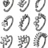 Drperfect Drperfect 20G Stainless Steel Nose Ring Hoop For Women Men Paved Cz Butterfly Flower Heart Star Cross Cartilage Helix Tragus Earring Hoop Piercing For Nose Ear Silver Gold Rose Gold Black Plated | Body Piercing Rings