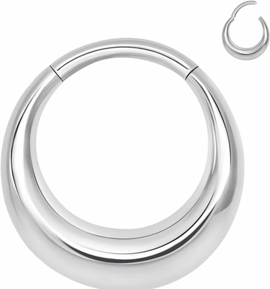 Yrogcu Yrogcu Nose Ring Lip Rings Septum-Clicker:8G 10G 12G14G 16G 18G 20G Dia.6Mm 8Mm 10Mm 12Mm 14Mm 16Mm Hinged Nose Piercing Hoop Ring Sleeper Earring Helix Rook Conch Cartilage Daith Tragus Earrings Nose Piercing Jewelry | Body Piercing Rings