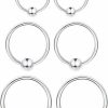 MASOP VOGU 3 Pairs Sterling Silver Small Hoop Earrings Set 14K White Gold Plated Ball Bead Hoop Cartilage Earrings Helix Tragus Lip Nose Body Piercing For Women Men Girls, 8Mm 10Mm 12Mm | Body Piercing Rings