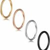 Lusofie Lusofie 4Pcs Nose Ring Hoops Stainless Steel Hinged Nose Hoop Ring Septum Rings Cartilage Lip Rings Earrings Body Piercing Jewelry For Women Men | Body Piercing Rings