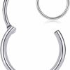 PIERCINGBOY Piercingboy 20G 9Mm Titanium Hinged Hoop Nose Rings For Women 20 Gauge Silver Septum Rings Nose Piercings Hypoallergenic Cartilage Helix Tragus Conch Daith Rook Hoop Earring Lip Ring, Titanium, No | Body Piercing Rings