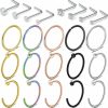 SCERRING Scerring 23Pcs 22 Gauge Nose Rings Hoop Stainless Steel Bone L Shaped Screw Clear Cz Nose Studs Cartilage Daith Tragus Ear Piercing Ring Hoop Body Jewelry Set | Body Piercing Rings