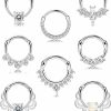 Suprsparkle Suprsparkle 6-9 Pcs 16G Septum Clicker Rings Stainless Steel Hoop Hinged Segment Nose Rings For Women Cz Cartilage Tragus Hoop Helix Daith Earrings Nose Piercing Jewelry 10Mm | Body Piercing Rings