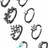 ORAZIO Orazio 8Pcs 20G Stainless Steel Nose Hoop Ring For Women Men Paved Cz Cross Moon Flower Crawler Cartilage Earrings Nose Piercing Hoop Body Piercing Jewelry | Body Piercing Rings