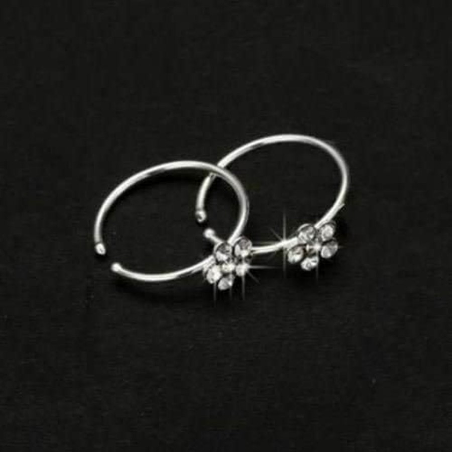 KUYIUIF Small Thin Flower Clear Crystal Nose Ring Stud Hoop-Sparkly Crystal Nose Ring Cz Nose Ring For Women Girls | Body Piercing Rings