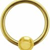 Ritastephens Ritastephens 14K Solid Yellow Gold Nipple Ring Captive Bead Body Jewelry 14G | Body Piercing Rings