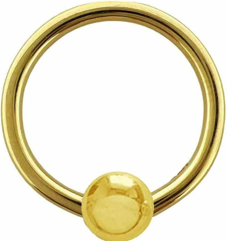 Ritastephens Ritastephens 14K Solid Yellow Gold Nipple Ring Captive Bead Body Jewelry 14G | Body Piercing Rings