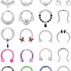 Florideco Florideco 20 Pcs Septum Rings 16G Septum Jewelry Septum Rings For Women Dangle Septum Piercing Nose Teardrop Cz Butterfly Horseshoe Nose Hoop Rings Lip Tragus Cartilage Earrings Stainless Steel Nose Ring Hoop 10Mm | Body Piercing Rings