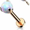 Amelia Fashion Amelia Fashion 16 Gauge Claw Set Opal Ball Internally Threaded 316L Surgical Steel Labret, Flat Back Studs | Body Piercing Rings