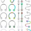 Hoeudjo Hoeudjo 16G Lip Rings Studs Labret Piercing Jewelry Spiral Barbell Helix Tragus Earrings Hoop Horseshoe Septum Ring Cartilage Piercings Clear Lip Retainer For Work Medusa Monroe Piercing Jewelry | Body Piercing Rings