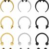 Yolev Yolev 9Pcs Stainless Steel Nose Ring Hoop Nose Piercing Jewelry For Women And Men Horseshoe Earring Hoop Lip Ring Silver Black Gold Septum Rings Septum Jewelry | Body Piercing Rings