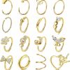 Ubjuliwa Ubjuliwa 16Pcs 20G Nose Rings Hoops For Women Stainless Steel Tragus Septum Lip Ring Paved Cz Cartilage Helix Earrings Moon Butterfly Nose Piercing Hoop 8Mm | Body Piercing Rings