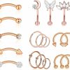 YACHY Yachy 18Pcs 16G Eyebrow Piercing Jewelry For Women Men, Eyebrow Rings Rook Earrings Rook Piercing Jewelry Belly Lip Ring Curved Barbells Eyebrow Piercing Cartilage Daith Helix Tragus Body Piercings | Body Piercing Rings