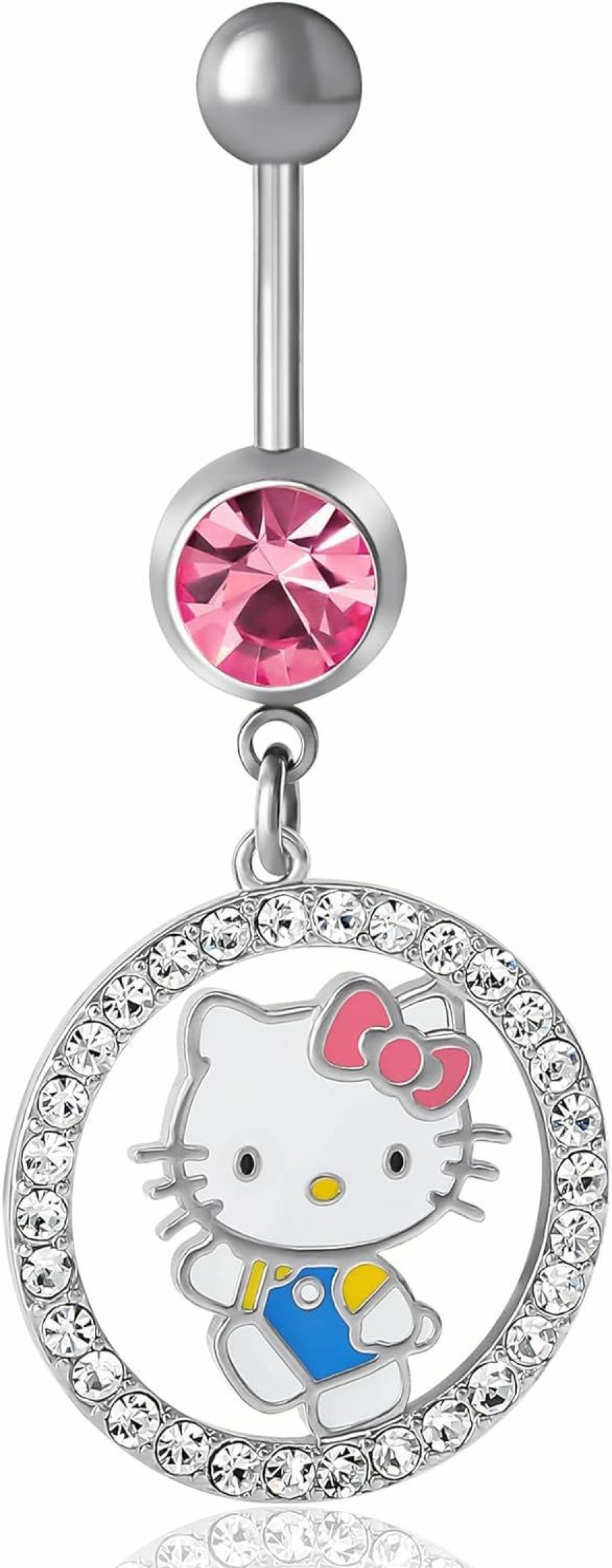 Hello Kitty Hello Kitty Belly Button Ring 14G Stainless Steel Kawaii Belly Button Piercing Jewelry, Sanrio Official License | Body Piercing Rings