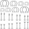 Ftovosyo Ftovosyo Lip Rings 32Pcs Labret Jewelry Monroe Lip Barbell Ring Snake Bite Piercing Jewelry 16G Helix Earring Daith Tragus Cartilage Studs Surgical Steel Piercing Jewelry For Women Men | Body Piercing Rings