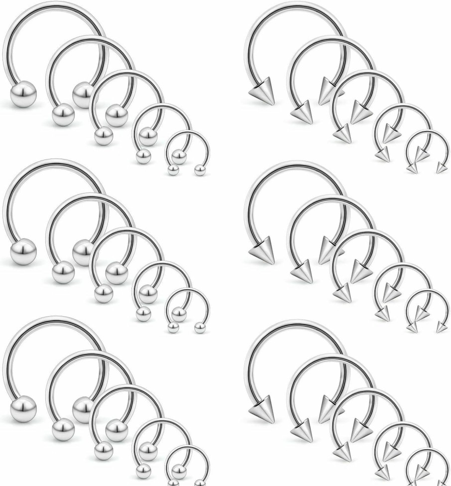 Vsnnsns Vsnnsns 14G 16G 20G Horseshoe Rings Surgical Steel Nose Septum Rings Piercing Jewelry Cartilage Helix Tragus Earring Hoop Eyebrow Piercing Lip Rings For Women Men 6Mm 8Mm 10Mm 12Mm 14Mm 16Mm 30Pcs | Body Piercing Rings