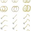 Vegolita Vegolita 24Pcs 20G Surgical Steel Nose Rings Hoop Nose Studs Tragus Cartilage Earrings Piercing Jewelry 1.5Mm 2Mm 2.5Mm 3Mm Cz | Body Piercing Rings