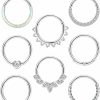 THUNARAZ Thunaraz 18G 16G Nose Rings Hoop Surgical Steel Septum Rings For Women Men Clicker Hinged Septum Cartilage Helix Conch Hoop Daith Piercing Jewelry 8Mm 10Mm | Body Piercing Rings