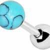 Amelia Fashion Amelia Fashion 16 Gauge Turquoise Stone Tragus/Cartilage Earring Stud 316L Surgical Steel | Body Piercing Rings