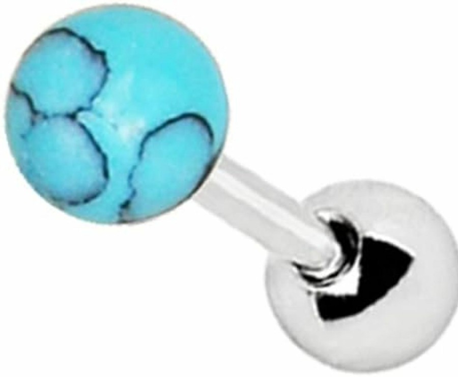 Amelia Fashion Amelia Fashion 16 Gauge Turquoise Stone Tragus/Cartilage Earring Stud 316L Surgical Steel | Body Piercing Rings