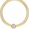 Lavari Jewelers Lavari Jewelers Swarovski Crystal Fixed Captive Bead 14 Gauge Hoop Nose Ring For Women Or Men In 14K Yellow Gold Body Piercing Eyebrow Nipple Cartilage Tragus 5/8 Or 3/4 Inches | Body Piercing Rings