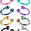 COTTVOTT Cottvott 8Pcs Uni Surgical Steel 16G Septum Rings Girls Horseshoe Hoop Nose Piercing Lip Nipple Eyebrow Rings Tragus Cartilage Earrings For Women Men | Body Piercing Rings