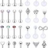 Vsnnsns Vsnnsns 16G Lip Rings Stainless Steel Opal Labret Monroe Lip Rings Nail Cartilage Tragus Helix Earrings Studs Ring Medusa Piercing Jewelry Retainer 8Mm 28Pcs | Body Piercing Rings