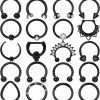 AUGVO Augvo Black Septum Rings For Men, 20Pcs 16G Black Septum Piercing Nose Septum Jewelry Nose Piercing Jewelry Horseshoe Helix Tragus Earring Lip Black Nose Hoop For Women Men | Body Piercing Rings