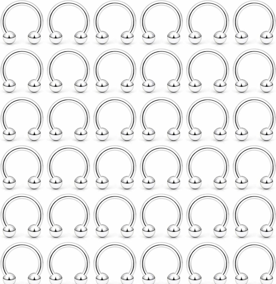 Ftovosyo Ftovosyo Septum Ring 14G 36Pcs Surgical Steel Tragus Earrings Hoop Horseshoe Lip Rings Helix Cartilage Conch Hoop Earring Piercing Jewelry For Women Men 8Mm 10Mm 12Mm 14Mm | Body Piercing Rings