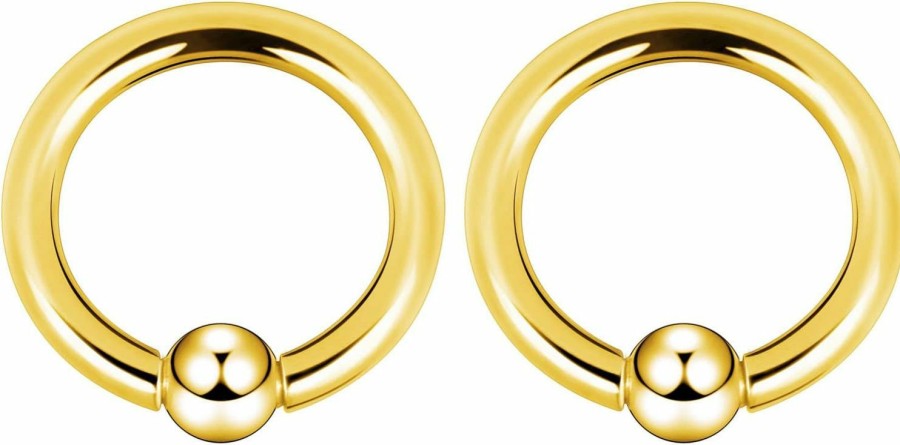 Oyaface Oyaface 2 Pcs 316 Stainless Steel Piercing Hoop Captive Bead Rings Tragus Ear Tunnels Hanger Weight Gauges Body Jewelry 12G-00G | Body Piercing Rings