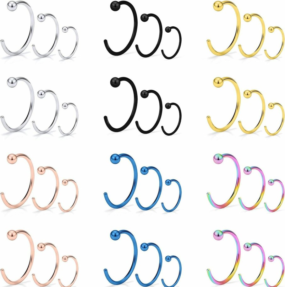 Vsnnsns Vsnnsns 18G 20G 22G Nose Rings Hoops For Women Men 316L Stainless Surgical Steel Lip Septum Rings Helix Tragus Cartilage Earring Hoop Piercing Jewelry 6Mm 8Mm 10Mm Nose Piercing Hoops Jewelry 36Pcs | Body Piercing Rings