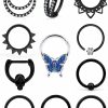 Ocptiy Ocptiy Butterfly Double Septum Rings Piercing Jewelry 16G Septum Clicker Horseshoe Barbell Stainless Steel Septum Nose Rings Hoop Piercing Jewelry For Men Women 10Mm 8Pcs | Body Piercing Rings