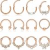 VALDEAS 12Pcs 16G Septum Clicker Ring 316L Stainless Steel Septum Ring Cz Opal Cartilage Helix Tragus Hoop Daith Earrings Hinged Segment Clicker Ring Zirconia Nose Rings Hoop 10Mm Nose Piercing Jewelry | Body Piercing Rings