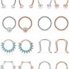 Vsnnsns Vsnnsns 16G Septum Jewelry Septum Ring Piercing Jewelry Opal Septum Clicker Ring And Horseshoe Barbell Stainless Steel Septum Nose Rings Hoop Piercing Jewelry Retainer For Men Women 10Mm 16Pcs | Body Piercing Rings