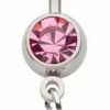 Pierced Owl Pierced Owl 14Ga 316L Stainless Steel Cz Crystal Pink Cherry Dangling Belly Button Ring | Body Piercing Rings