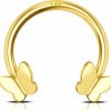 Jewseen Jewseen 14K Solid Gold Cartilage Earring Hoop Cz Septum Ring 16G Daith Piercing Jewelry Butterflu Helix Piercing Jewelry For Women Men | Body Piercing Rings