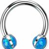 Amelia Fashion Amelia Fashion 16 Gauge Implant Grade Titanium Internally Threaded Claw Set Opal Horseshoe | Body Piercing Rings