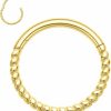 FUNLMO Funlmo 14K Solid Gold Septum Ring Daith Earring 16G Twist Nose Ring Hoop Tragus Helix Cartilage Daith Conch Rook Piercing Jewelry Lip Ring Yellow Gold Hinge Segment Rings Hoop For Women Men | Body Piercing Rings