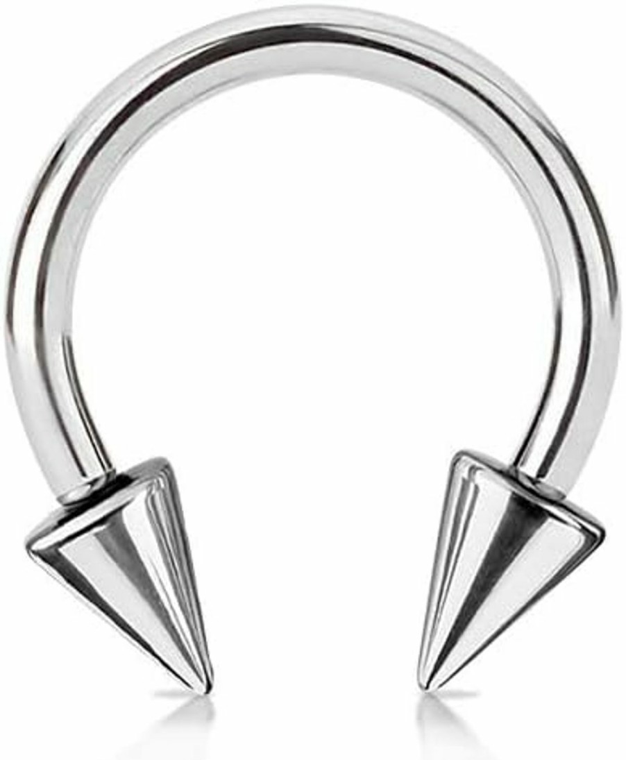 Pierced Owl Pierced Owl 18-2Ga 316L Stainless Steel Spike Ends Horseshoe Circular Barbell | Body Piercing Rings