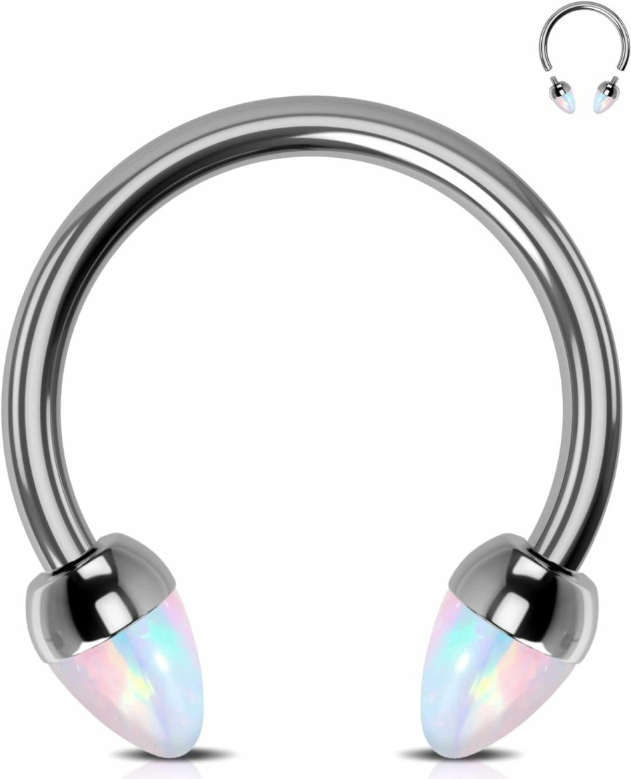 Jewseen Jewseen 16G Septum Ring G23 Titanium Septum Piercing Opal Daith Earring Cartilage Earring Helix Piercing Jewelry Nose Ring Hoop Smiley Piercing Jewelry For Women Men | Body Piercing Rings