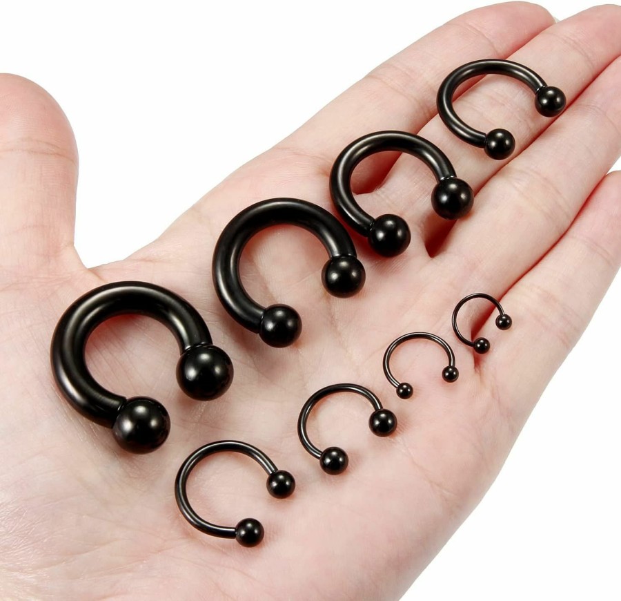 Ocptiy Ocptiy 00G 0G 2G 4G 6G 8G 12G 14G 16G 20G Septum Ear Earrings Gauges Stretching Kit Surgical Steel Horseshoe Septum Eyebrow Lip Navel Belly Ring Cartilage Helix Tragus Earrings Piercing Kit | Body Piercing Rings