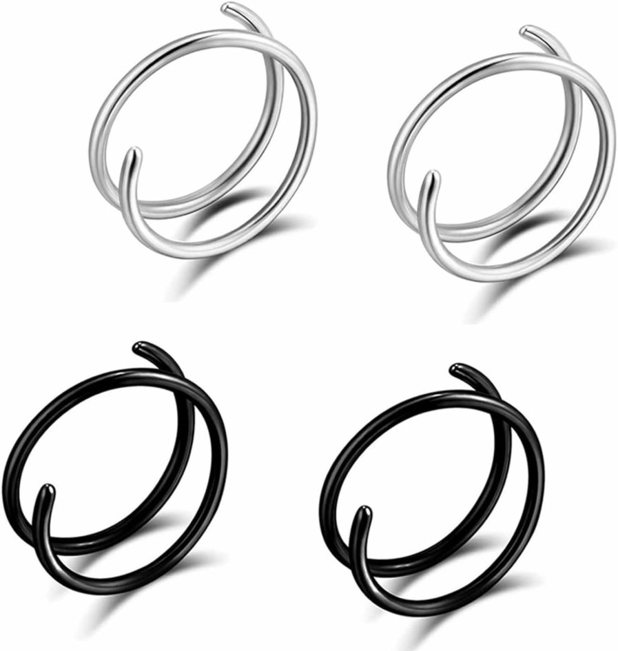 YCL&TXL Ycl&Txl Double Hoop Nose Ring For Women Surgical Steel Spiral Nose Ring Hoop For Women Nose Piercing Jewelry 8Mm | Body Piercing Rings