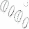 PEAKLINK 4Pcs Cartilage Earrings With Cz Helix Piercings Nose Rings Hoops 16G 18G Double Nose Hoop Ring 18G Daith Earrings Surgical Steel Septum Clicker Rings Septum Jewelry Rook Tragus Pierxing Jewelry | Body Piercing Rings