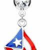 Pierced Owl Pierced Owl - 14Ga Epoxy National Country Flag With Gem Dangling Belly Button Ring | Body Piercing Rings