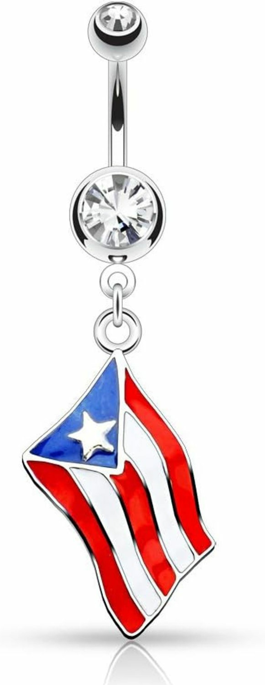 Pierced Owl Pierced Owl - 14Ga Epoxy National Country Flag With Gem Dangling Belly Button Ring | Body Piercing Rings