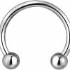 Forbidden Body Jewelry Forbidden Body Jewelry 16G 3/8\" Titanium Septum Piercing Horseshoe Hoop Ring With 3 Mm Balls | Body Piercing Rings