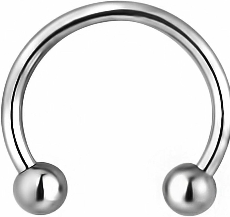 Forbidden Body Jewelry Forbidden Body Jewelry 16G 3/8\" Titanium Septum Piercing Horseshoe Hoop Ring With 3 Mm Balls | Body Piercing Rings